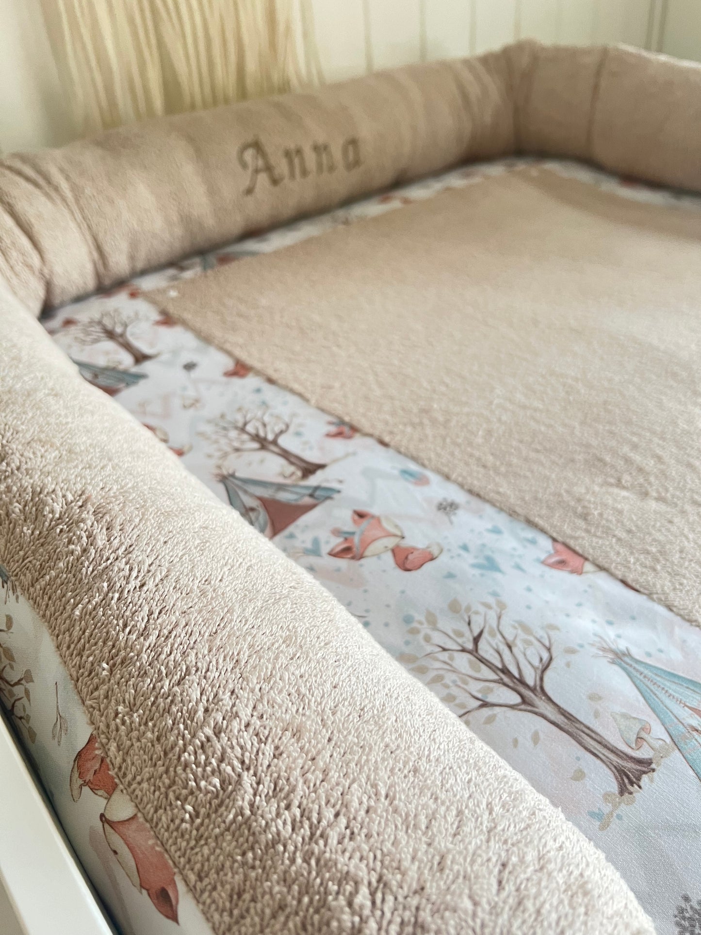 Wickelauflage Set "Füchse+Frottee hellbeige“