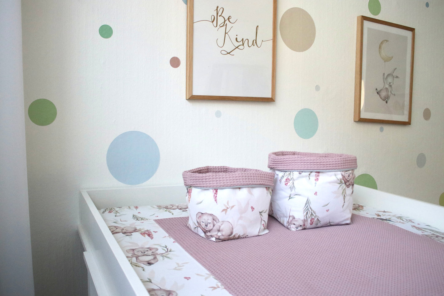 Wickelauflage Set „Koalas+Waffelpique altrosa“