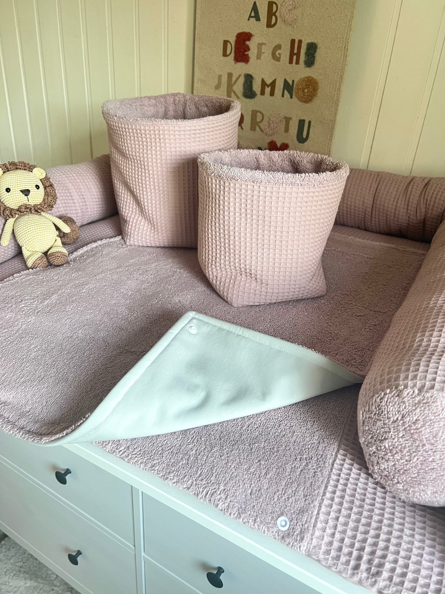 Wickelauflage Set "Waffelpique altrosa+Frottee altrosa“