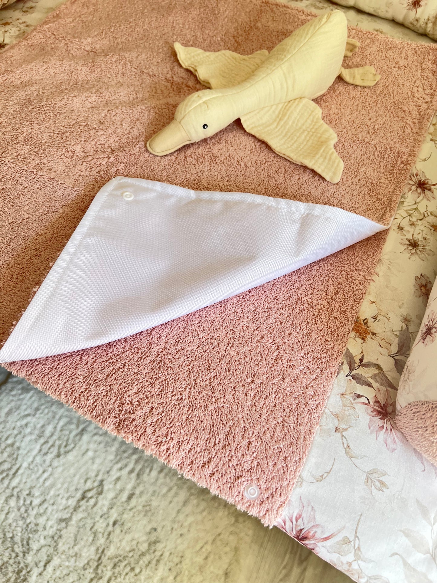 Wickelauflage Set "Herbst+Frottee rosa/nude“