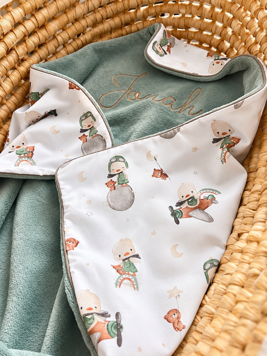 Kuscheldecke „Enten“ (einen Namen sticken ist gratis!)