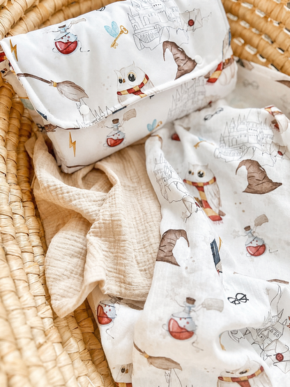 Personalisiertes Musselin Set | 2 Musselintücher Baby | Spucktuch mit Namen | Bio Musselin Öko-Tex | Geschenk zur Geburt | Harry Potter | Gleis 9 3/4