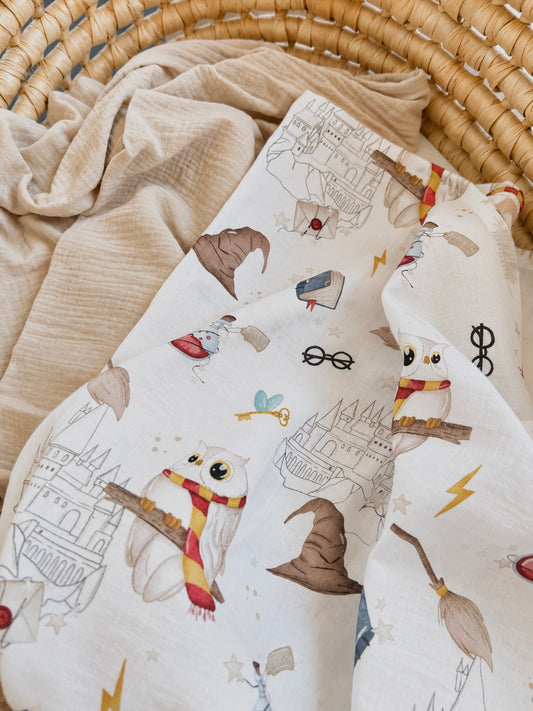 Personalisiertes Musselin Set | 2 Musselintücher Baby | Spucktuch mit Namen | Bio Musselin Öko-Tex | Geschenk zur Geburt | Harry Potter | Gleis 9 3/4