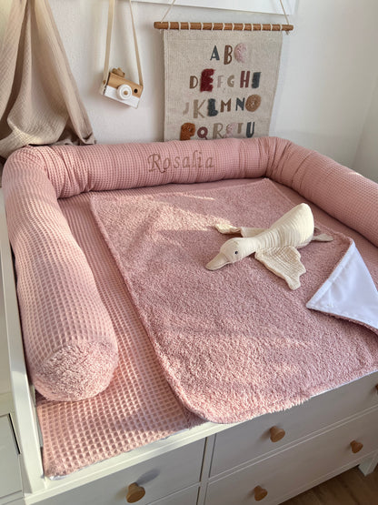 Wickelauflage Set "Waffelpique rosa/nude+Frottee rosa/nude“