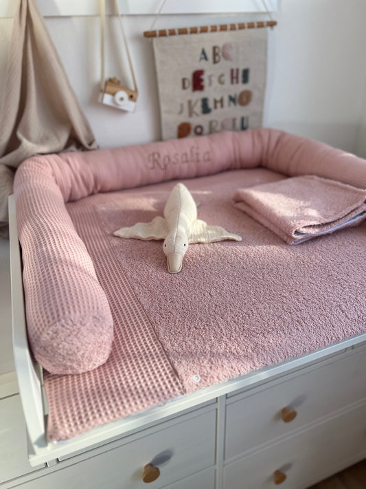 Wickelauflage Set "Waffelpique rosa/nude+Frottee rosa/nude“