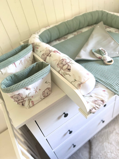 Wickelauflage Set „Koalas+Waffelpique hellgrün/mint“