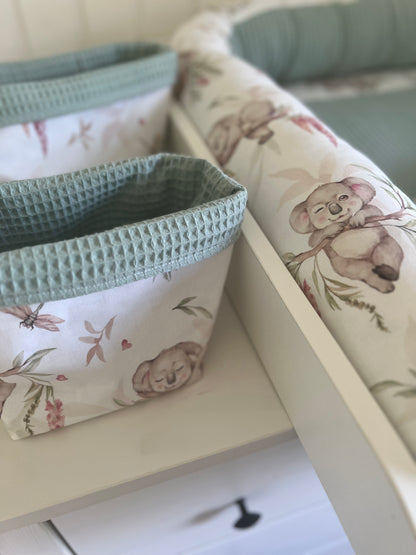 Wickelauflage Set „Koalas+Waffelpique hellgrün/mint“