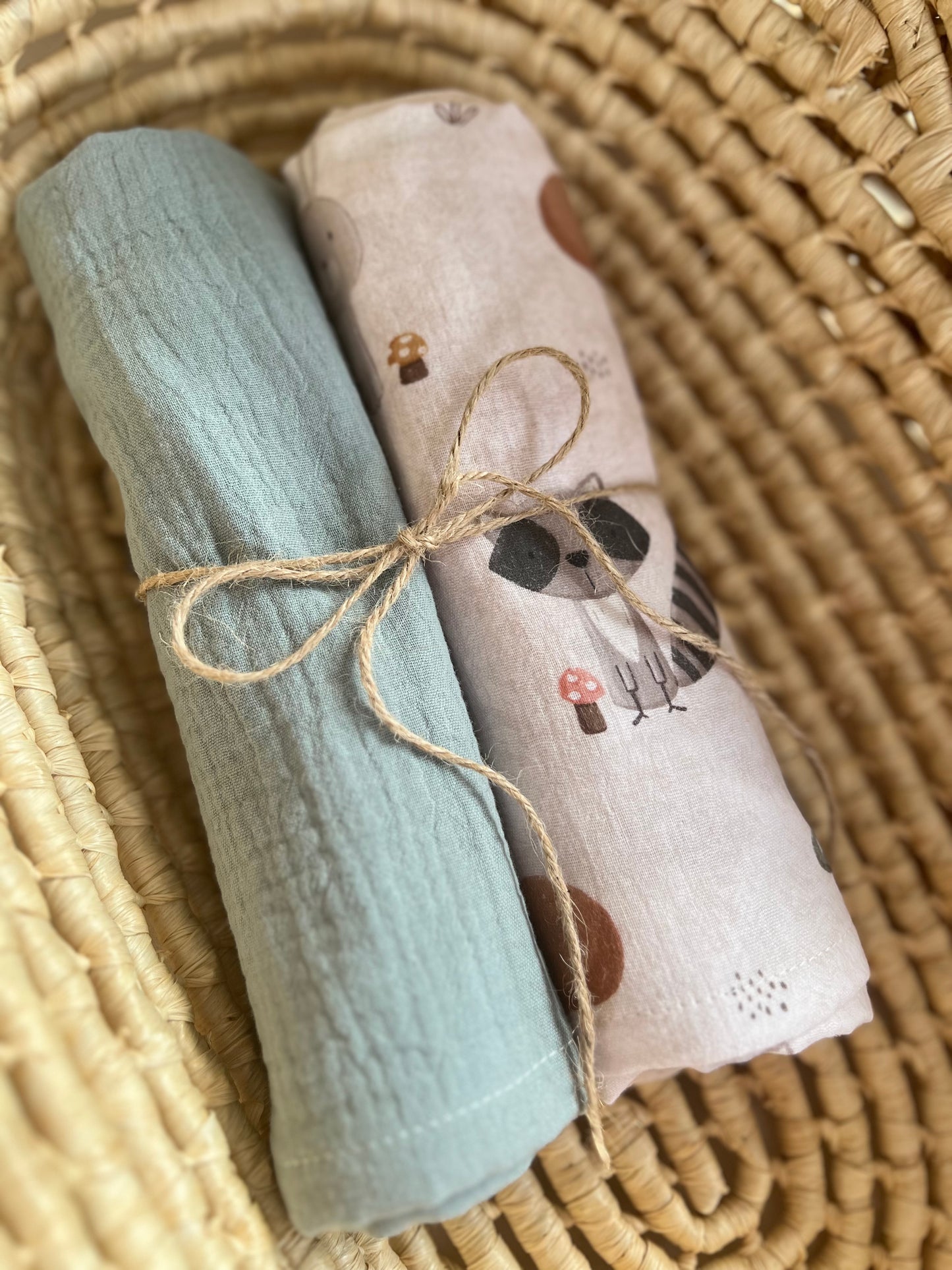 Personalisiertes Musselin Set | 2 Musselintücher Baby | Spucktuch mit Namen | Bio Musselin Öko-Tex | Geschenk zur Geburt | Wald Tiere