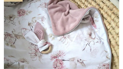 Kuscheldecke altrosa „Störche“ (einen Namen sticken ist gratis!)