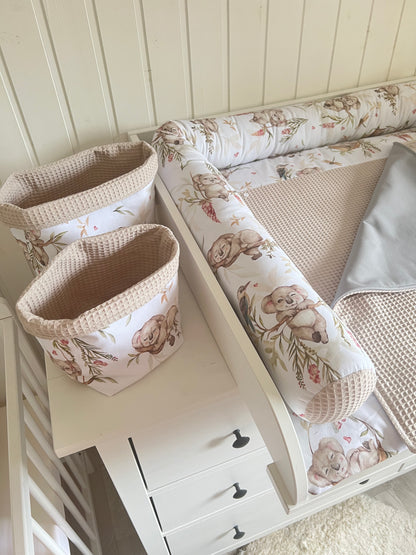 Wickelauflage Set „Koalas+Waffelpique hellbeige“