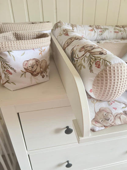 Wickelauflage Set „Koalas+Waffelpique hellbeige“