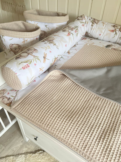 Wickelauflage Set „Koalas+Waffelpique hellbeige“