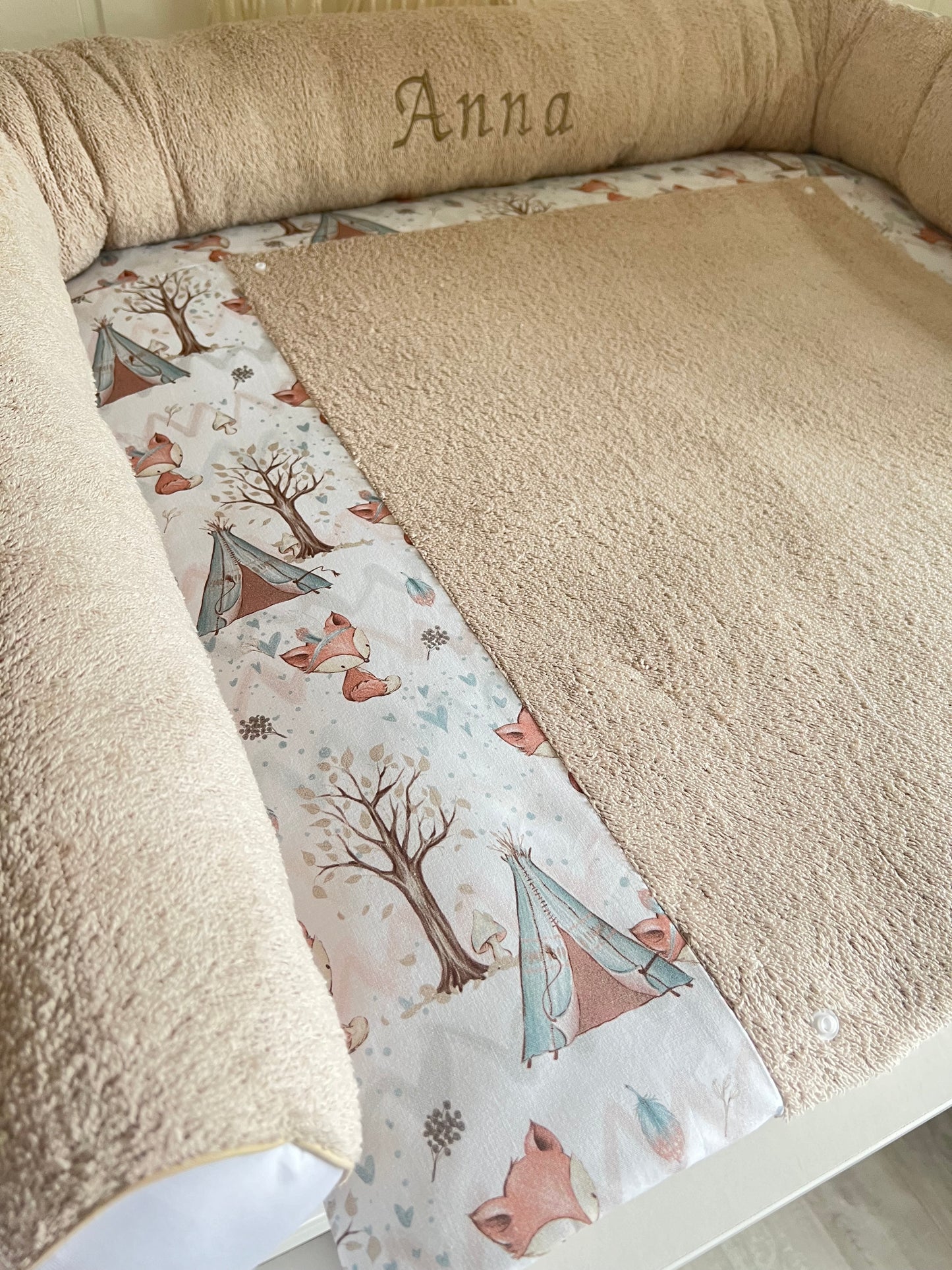 Wickelauflage Set "Füchse+Frottee hellbeige“