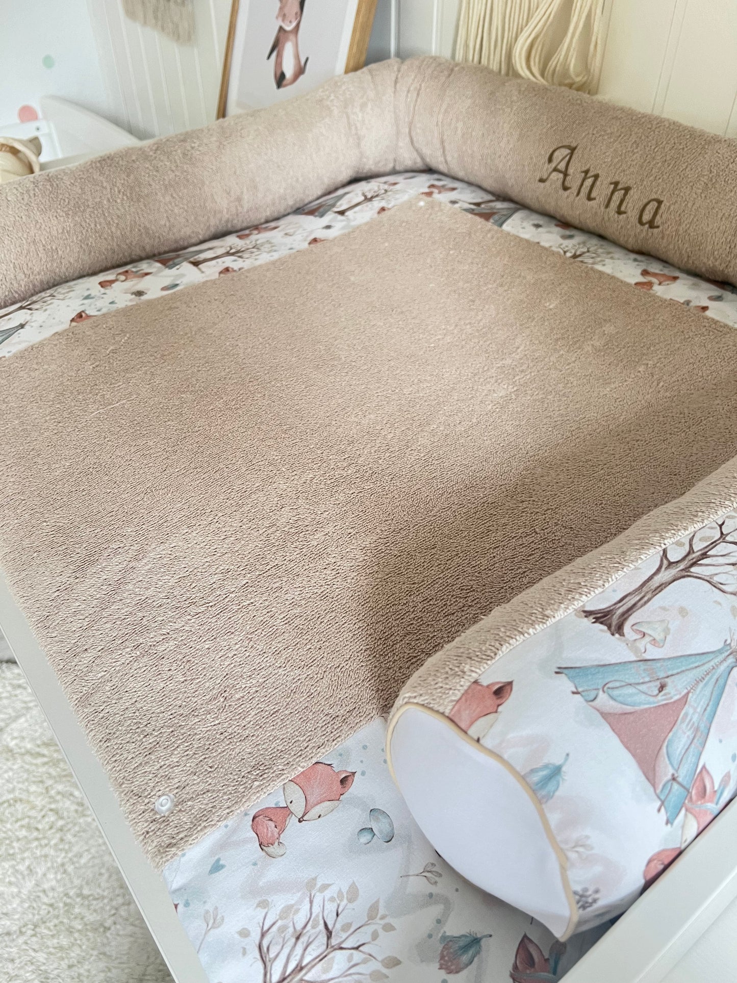 Wickelauflage Set "Füchse+Frottee hellbeige“