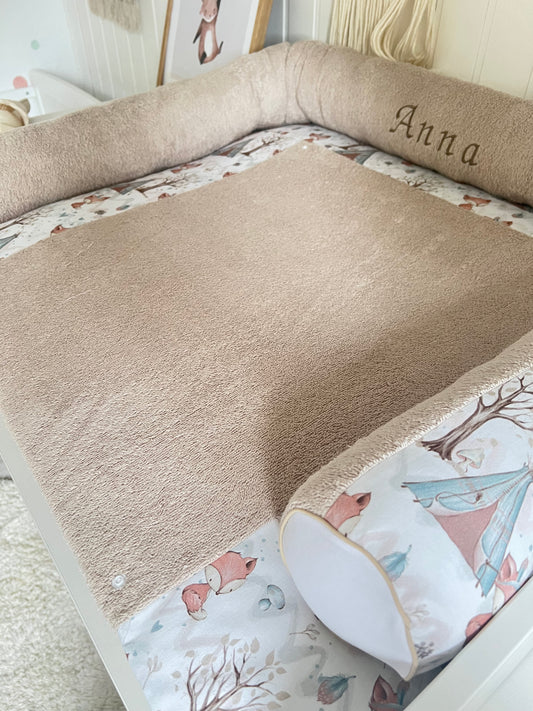 Wickelauflage Set "Füchse+Frottee hellbeige“