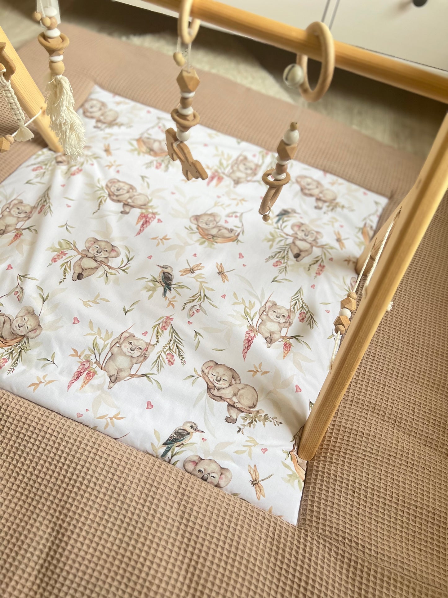 Wickelauflage Set „Koalas+Waffelpique hellbraun“