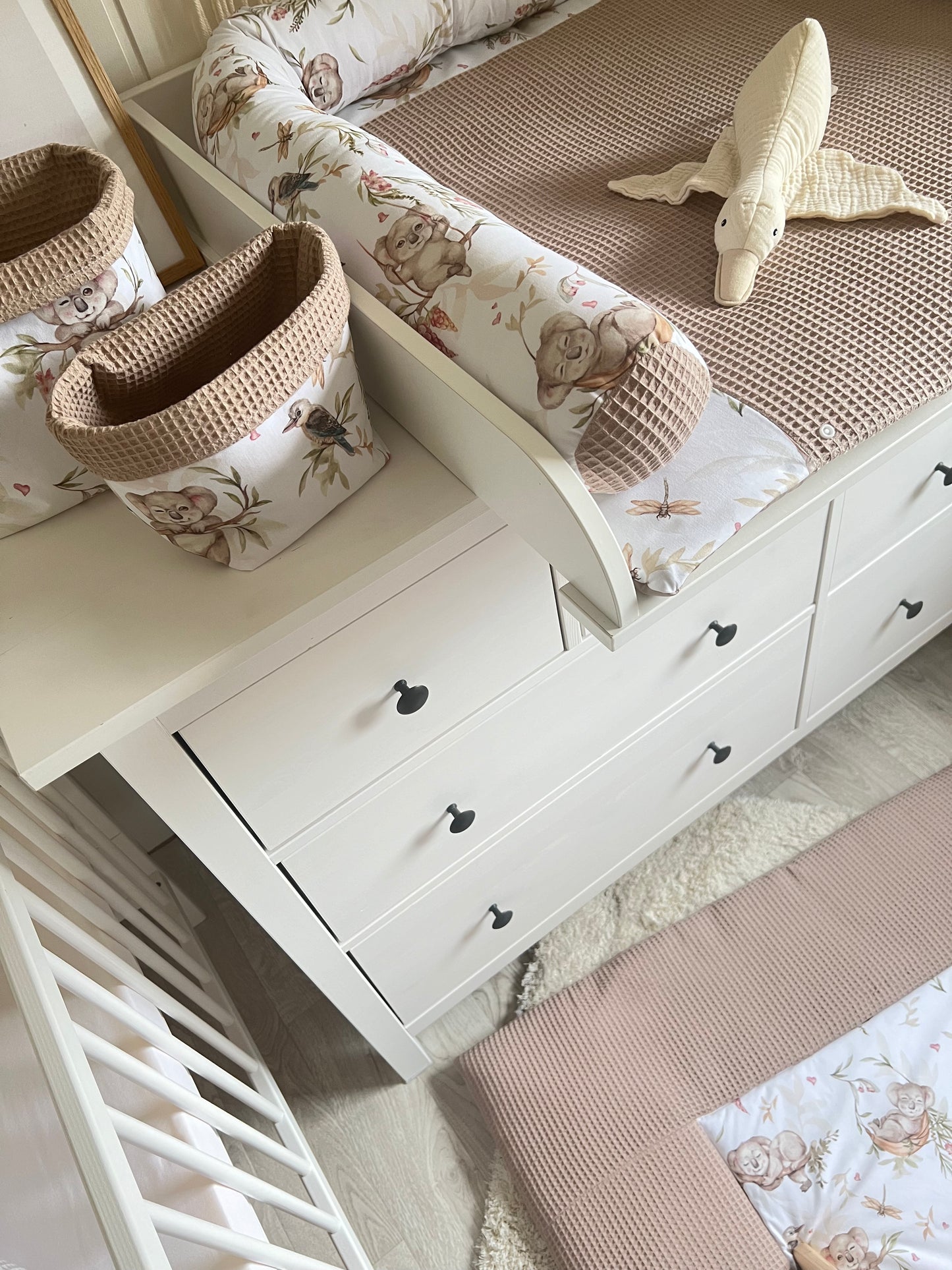 Wickelauflage Set „Koalas+Waffelpique hellbraun“