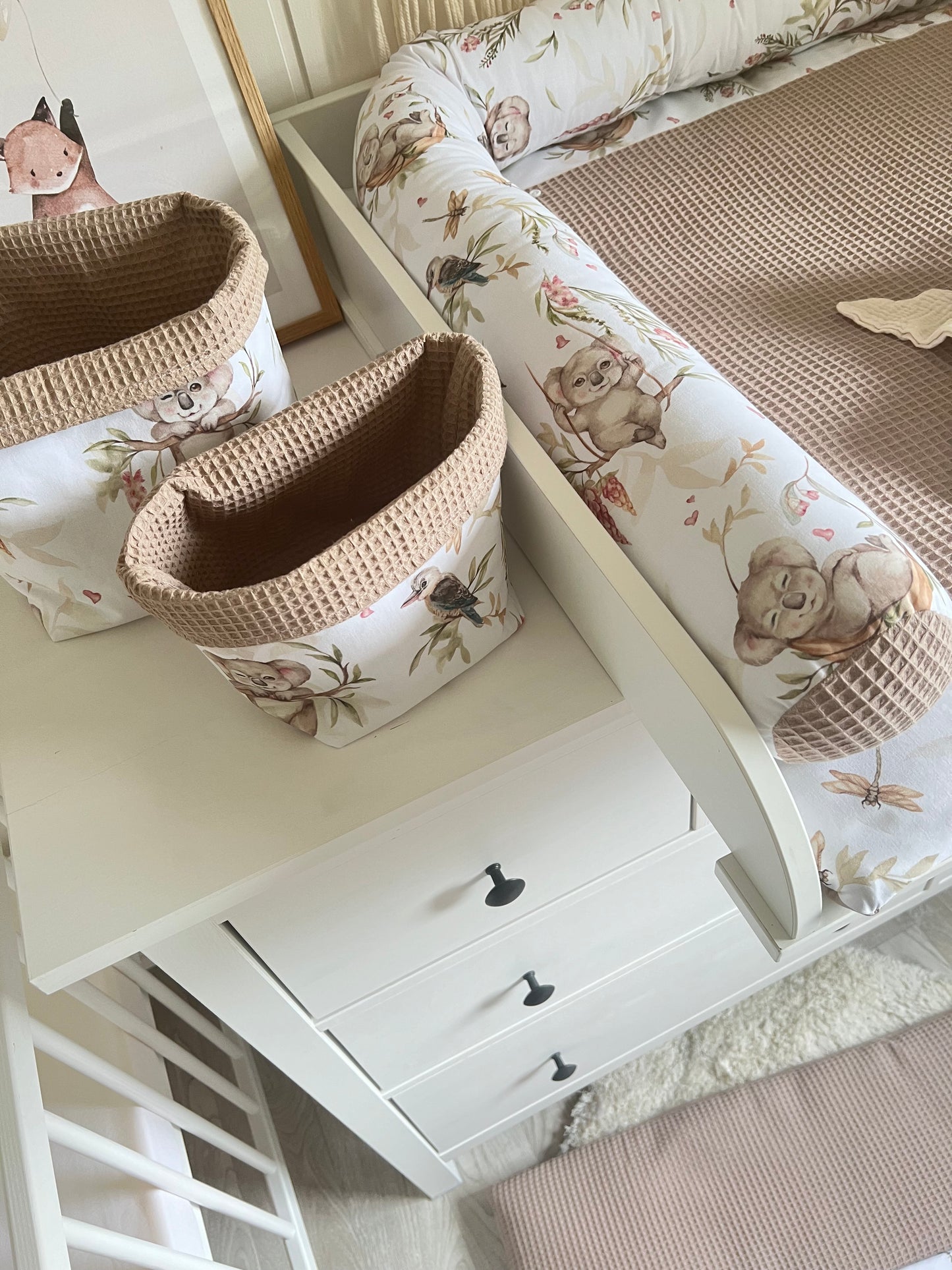 Wickelauflage Set „Koalas+Waffelpique hellbraun“