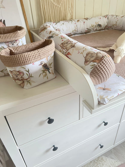 Wickelauflage Set „Koalas+Waffelpique hellbraun“