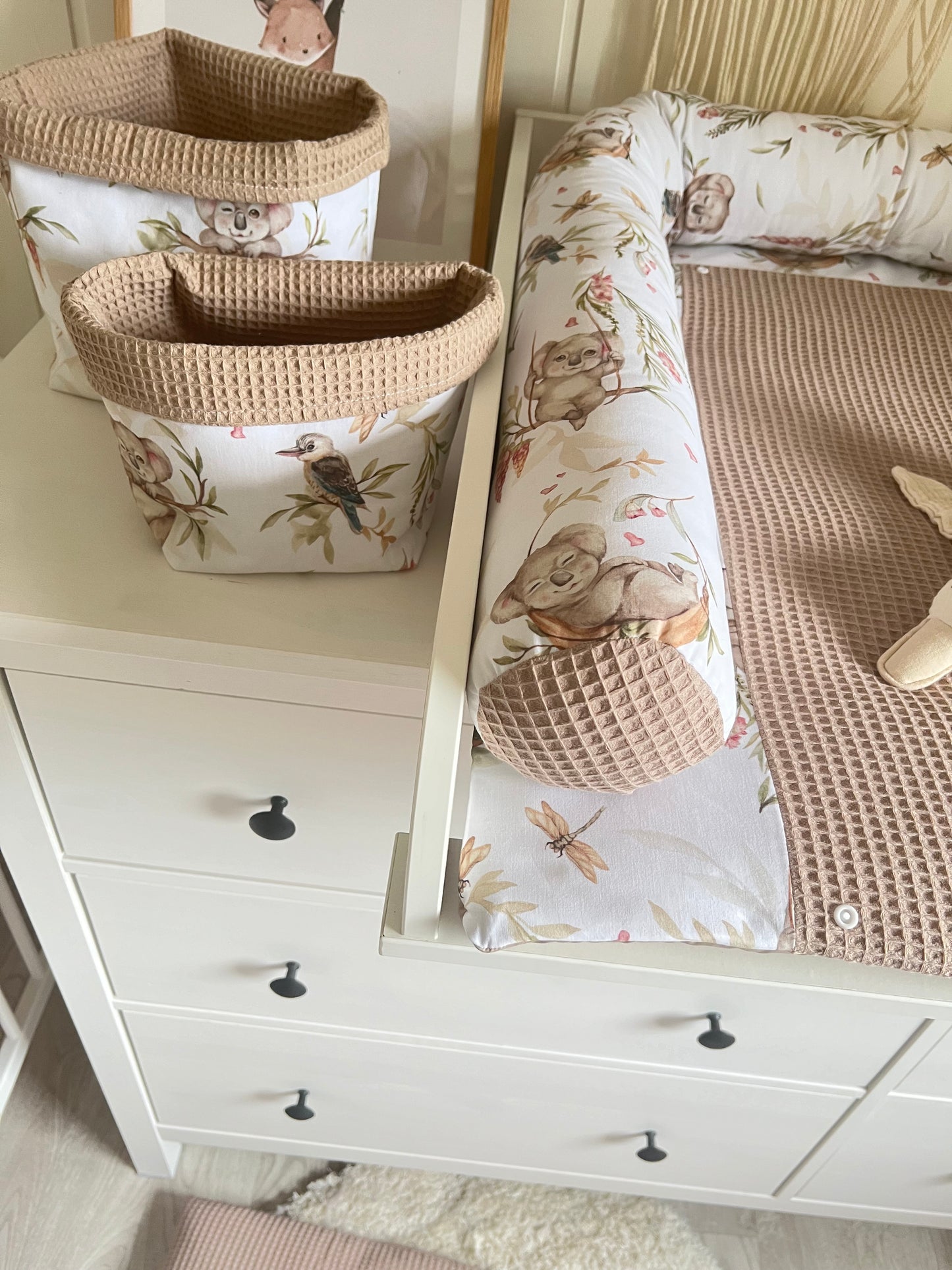 Wickelauflage Set „Koalas+Waffelpique hellbraun“