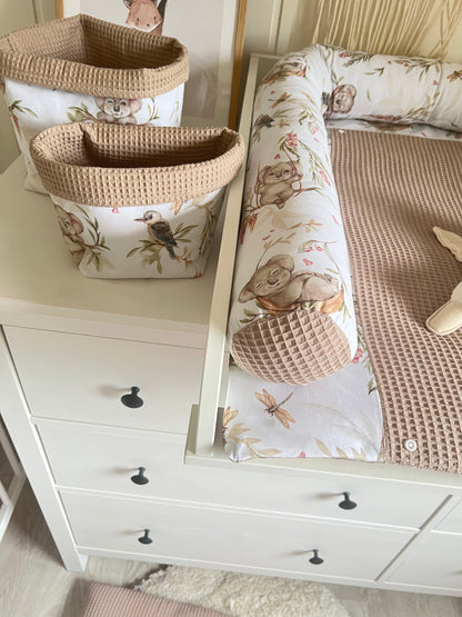 Wickelauflage Set „Koalas+Waffelpique hellbraun“