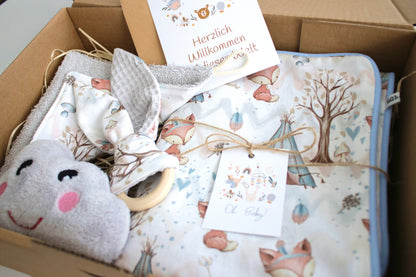 Geschenk Box "Babydecke Füchse“