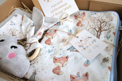 Geschenk Box "Babydecke Füchse“