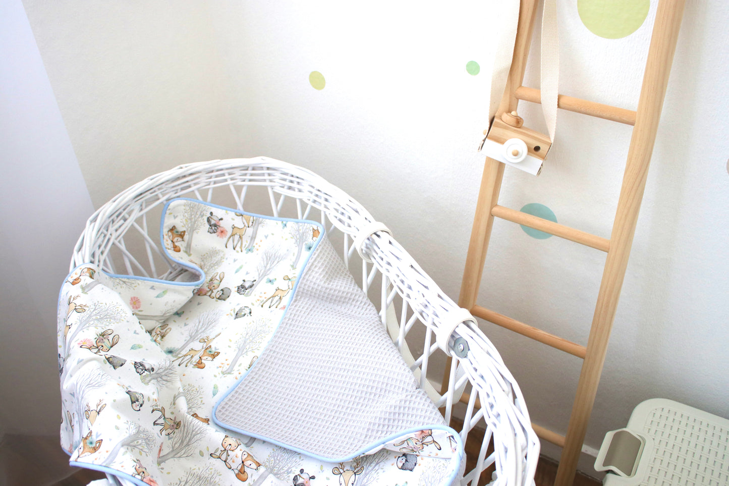 Babydecke "Babywaldtiere +Waffelpique hellgrau" (einen Namen sticken ist gratis!)