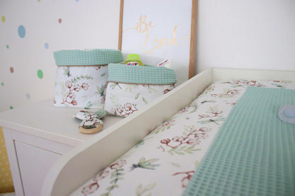 Wickelauflage Set „Libellen+Waffelpique hellgrün/mint“