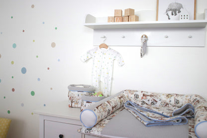 Wickelauflage Set „Waldtiere+Waffelpique hellgrau“