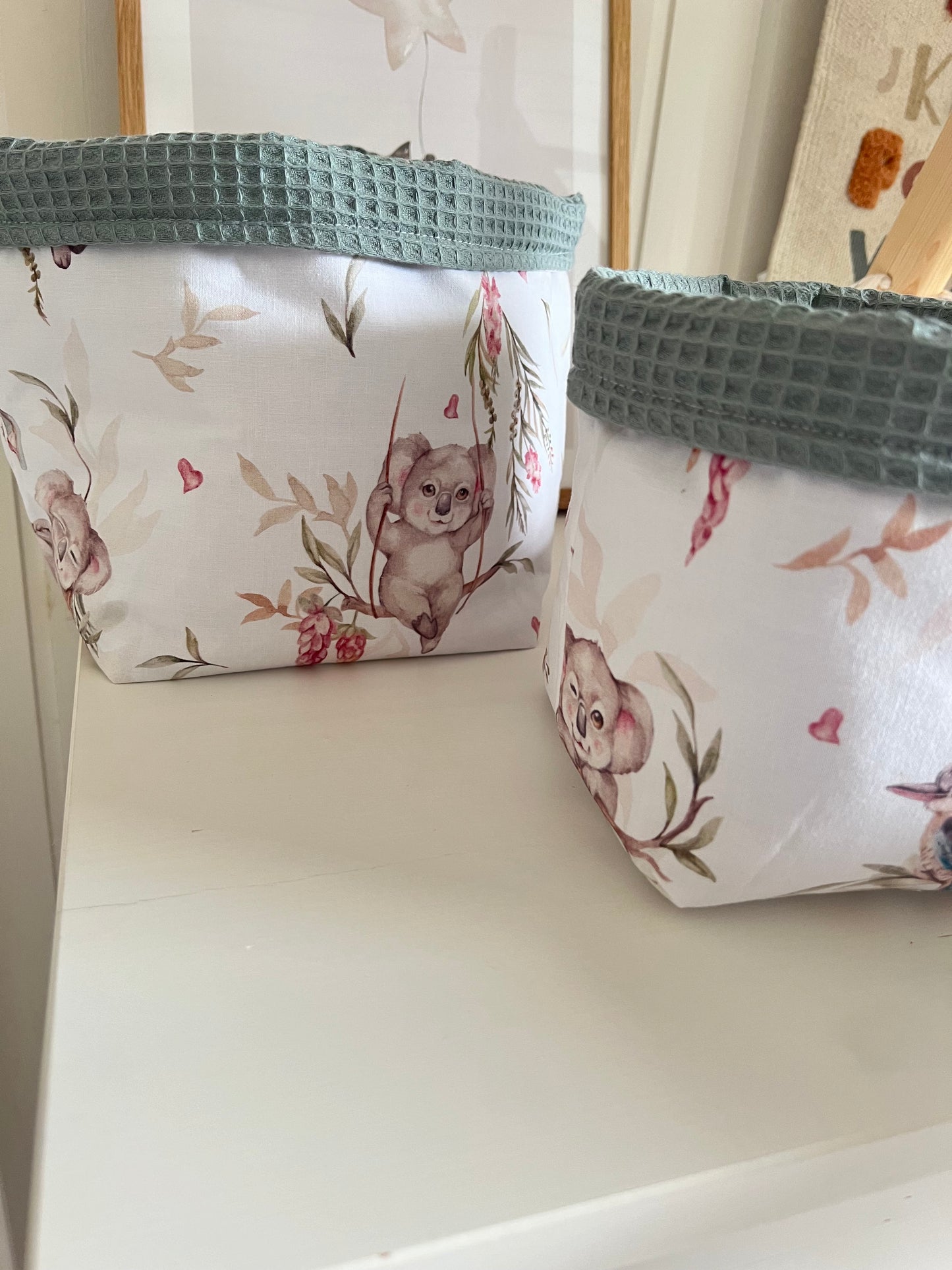 Wickelauflage Set „Koalas+Waffelpique altgrün“