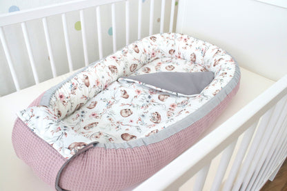 Wickelauflage Set "Igel+Waffelpique altrosa“