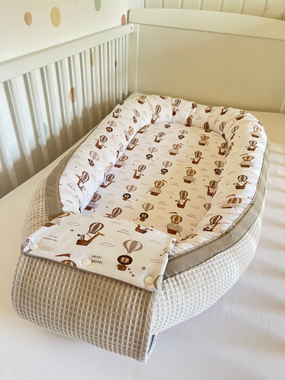 Wickelauflage Set „Adventure+Waffelpique hellbraun“