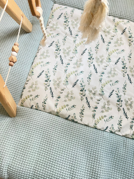 Krabbeldecke „Eukalyptus+Waffelpique hellgrün/mint"