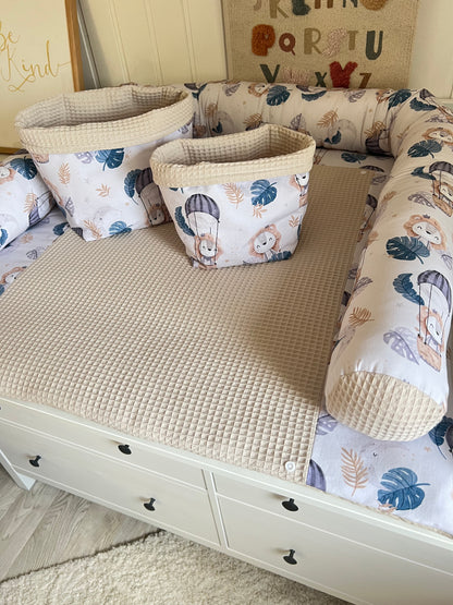 Wickelauflage Set "Löwe+Waffelpique hellbeige“