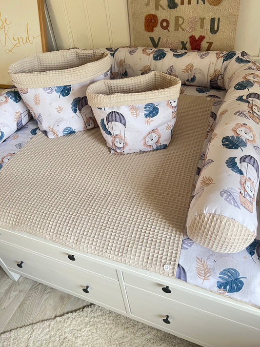 Wickelauflage Set "Löwe+Waffelpique hellbeige“