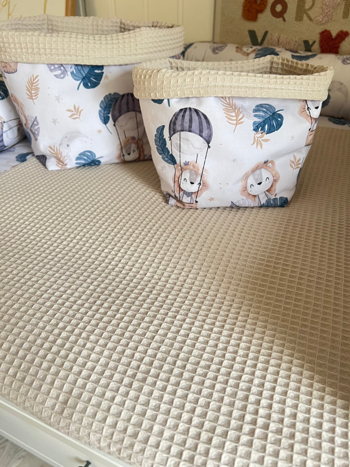 Wickelauflage Set "Löwe+Waffelpique hellbeige“