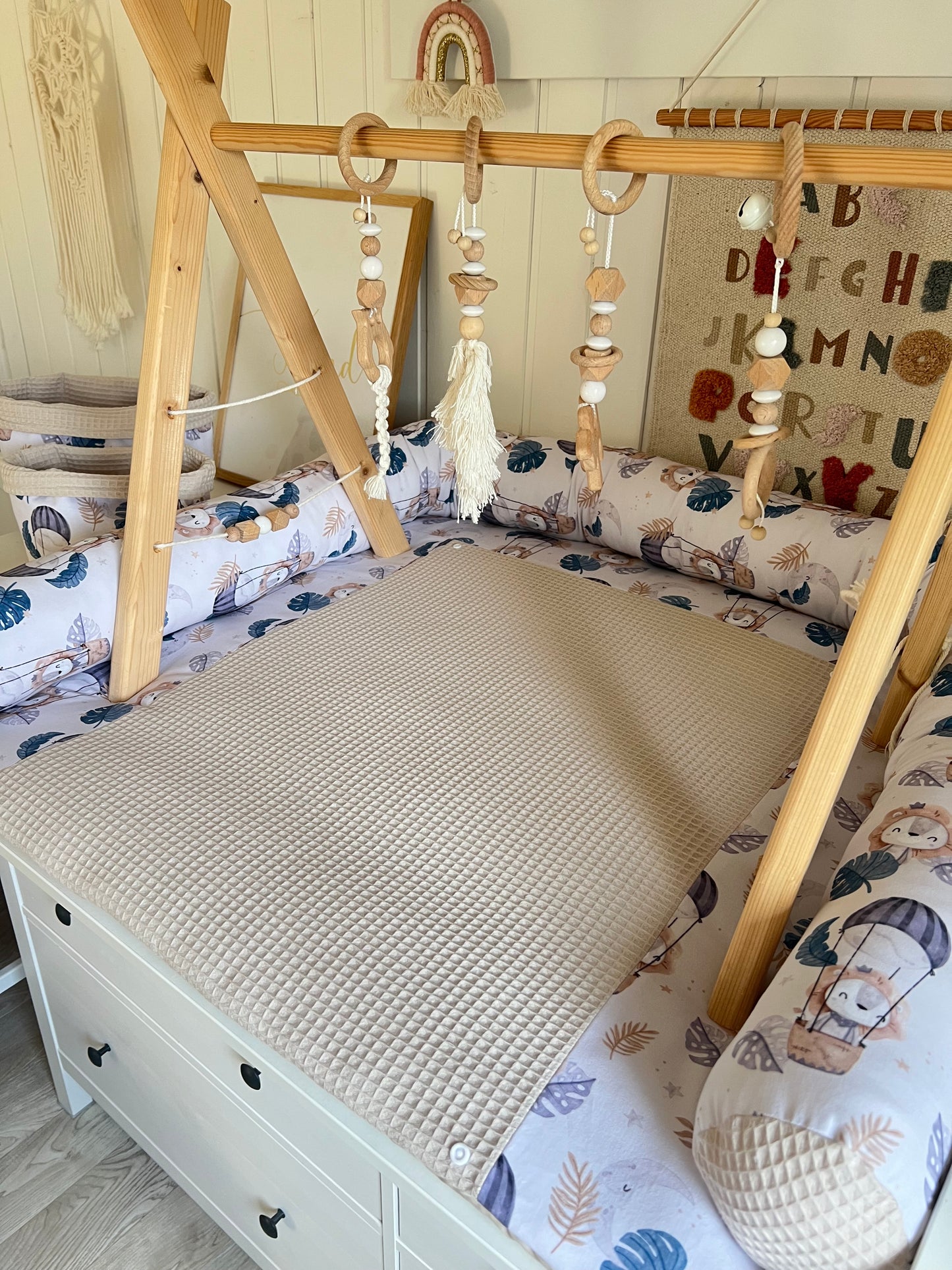 Wickelauflage Set "Löwe+Waffelpique hellbeige“