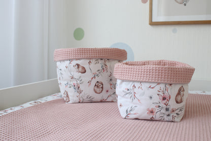 Wickelauflage Set „Igel+Waffelpique rosa/nude“