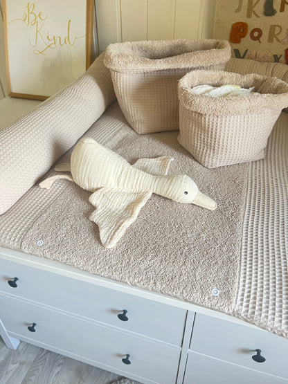 Wickelauflage Set "Waffelpique hellbeige+Frottee hellbeige“