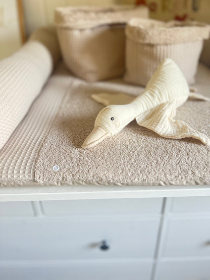 Wickelauflage Set "Waffelpique hellbeige+Frottee hellbeige“