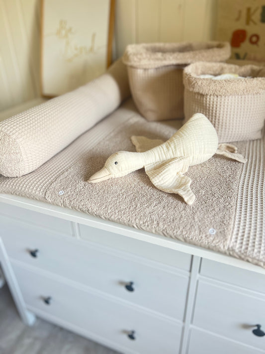 Wickelauflage Set "Waffelpique hellbeige+Frottee hellbeige“