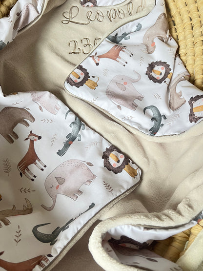 Kuscheldecke hellbeige „Afrika“ (einen Namen sticken ist gratis!)