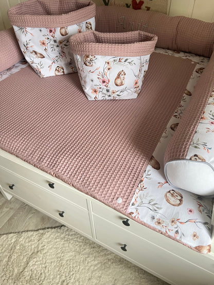 Wickelauflage Set "Igel+Waffelpique altrosa“