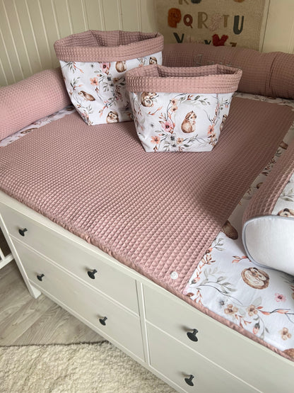 Wickelauflage Set "Igel+Waffelpique altrosa“