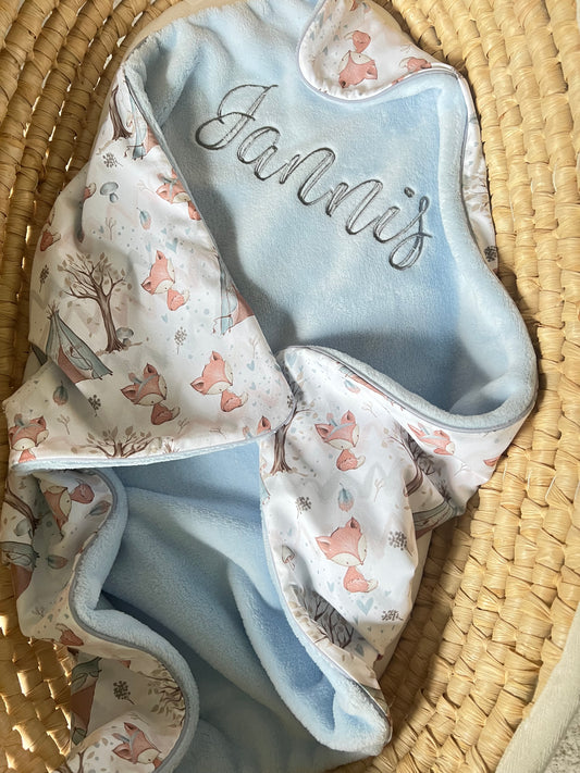 Kuscheldecke  "Füchse“ (einen Namen sticken ist gratis!)