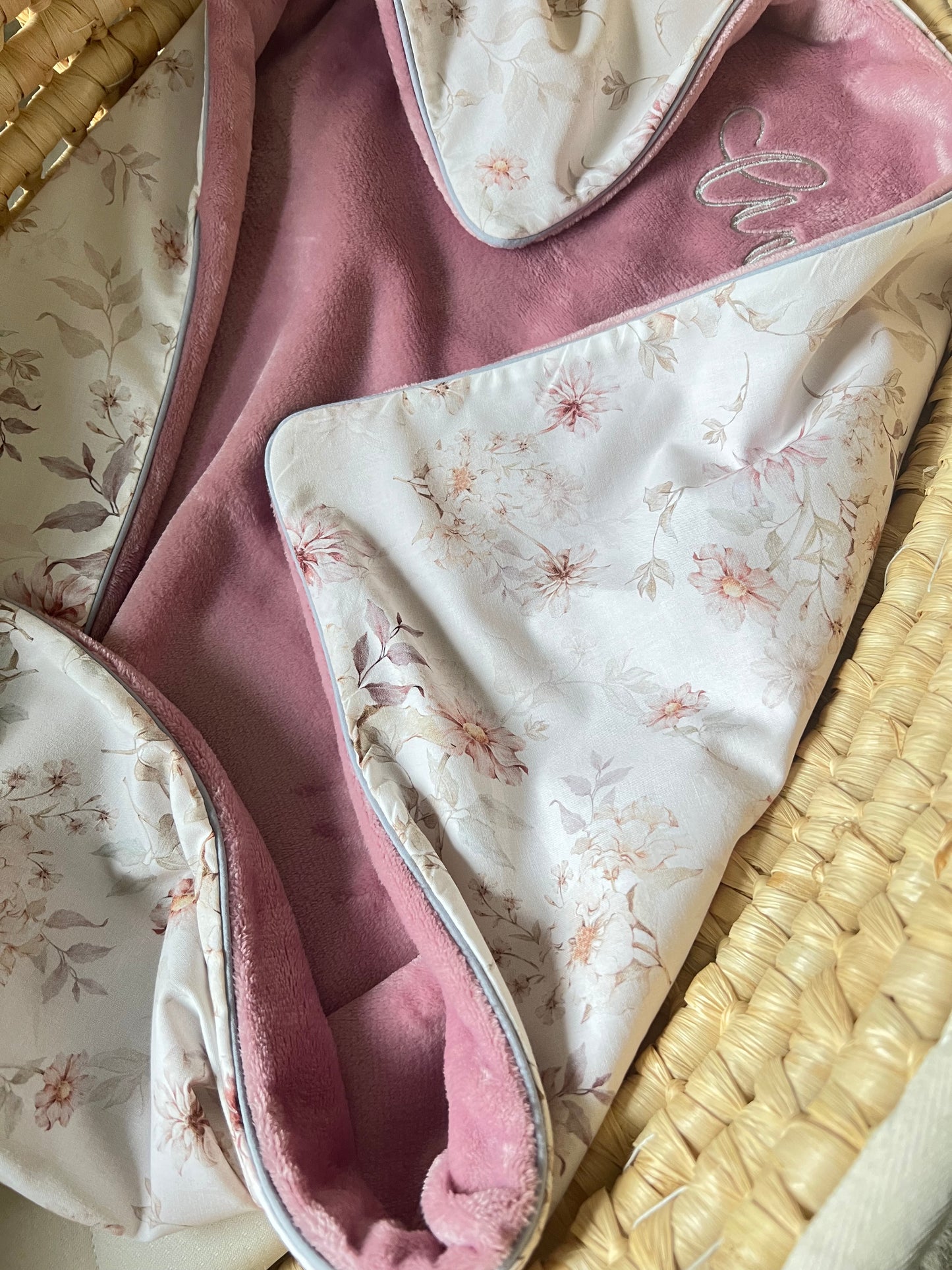 Kuscheldecke altrosa „Herbst“ (einen Namen sticken ist gratis!)