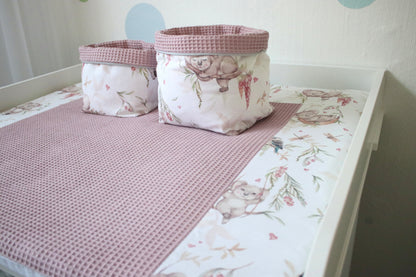 Wickelauflage Set „Koalas+Waffelpique altrosa“