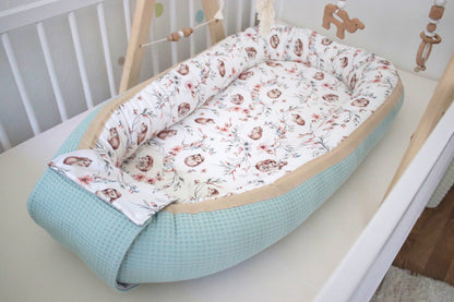 Wickelauflage Set „Igel+Waffelpique hellgrün/mint“