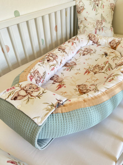 Wickelauflage Set „Koalas+Waffelpique hellgrün/mint“